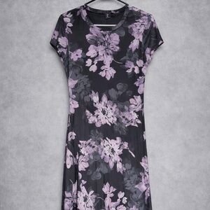 Rachel Zoe Black Maxi Dress with pink Floral Pattern